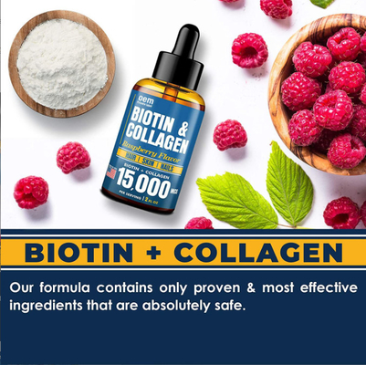 Saç Büyümesi ve Cilt Sağlığı İçin OEM Oral Sıvı Biyotin Kollajen Sıvı Kollajen ve Biyotin Damlaları