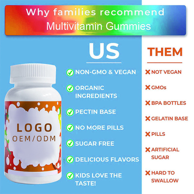 Şekersiz Çocuklar İçin Multivitamin Sakızları Çiğnenebilir Probiyotikler Biotin Vitaminler A C D E B Çinko