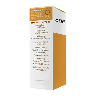 K2 Sıvı Damlaları ile Tamamen Doğal GDO'suz OEM D3 Vitamini